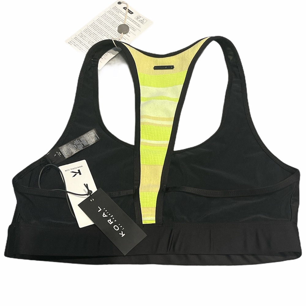 Koral Sports Bra with Sheer and Neon Racerback. L